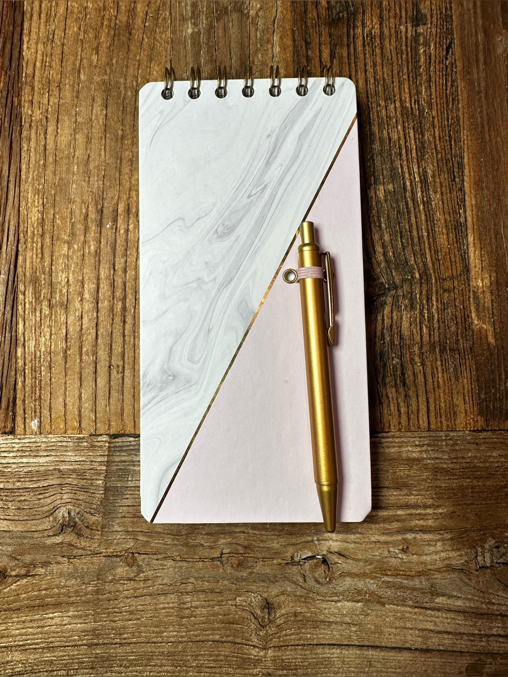 Gold Pen and White Marble Notebook Set - Stylish Home Office Notes